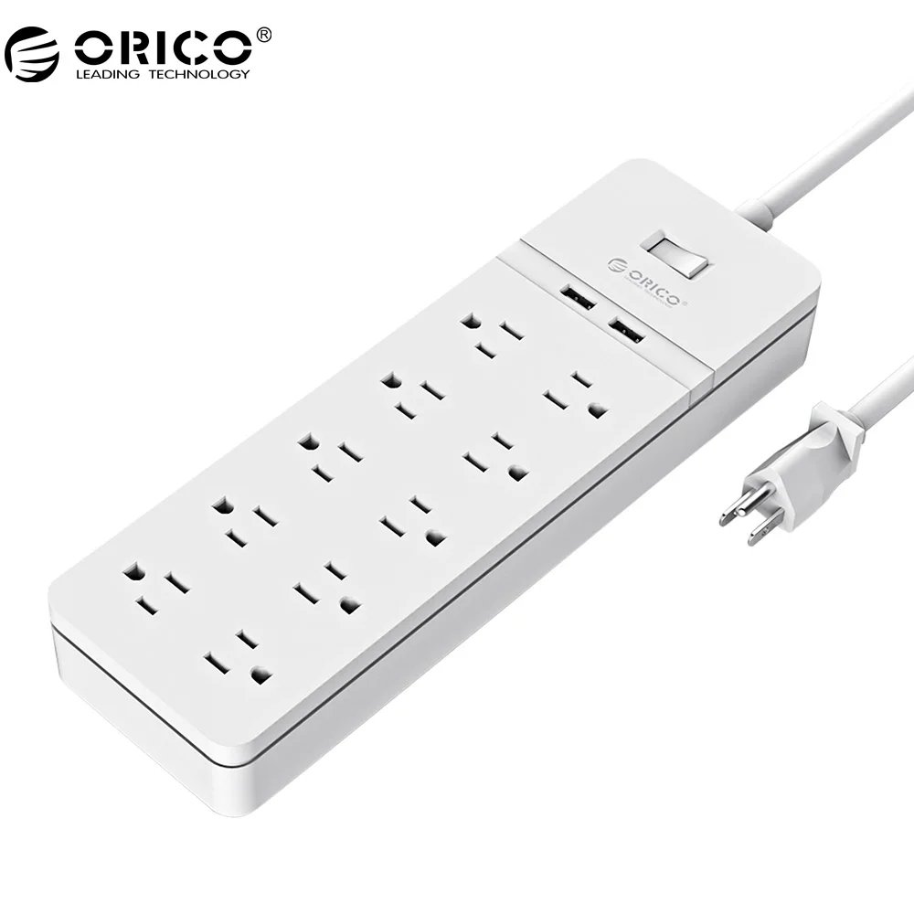 ORICO FPC USB сетевой шнур usb защита розетки от скачков напряжения 4/6/8/10 розетками переменного тока 2 Зарядка через USB Порты 5V2. 4A USB Выход пролонгации гнезда - Цвет: 10A2U  White