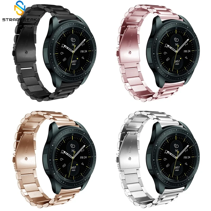 Ремешок из нержавеющей стали для samsung gear Sport S2 S3 Galaxy Watch 42 мм 46 мм модный ремешок на запястье браслет серебристый черный