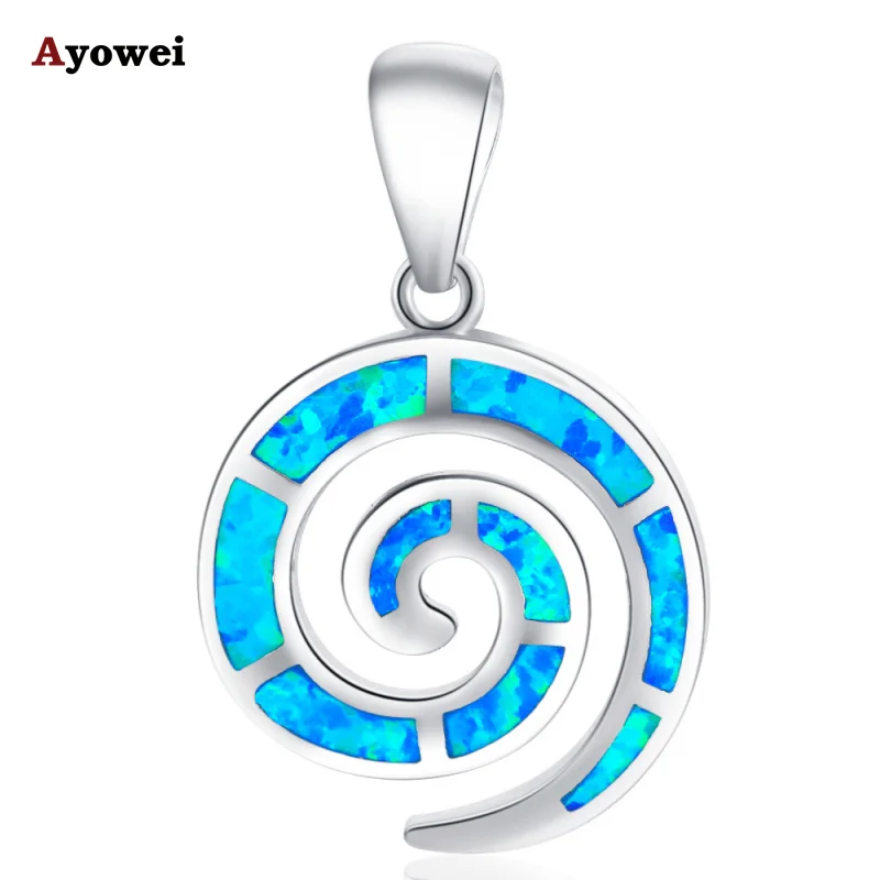 

925 sterling silver blue Fire opal silver stamped necklace Pendants for women anniversary jewelry SP27