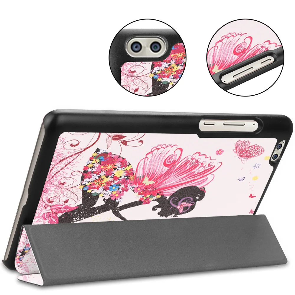 Тонкий кожаный чехол-книжка с откидной крышкой и принтом чехол магнитной