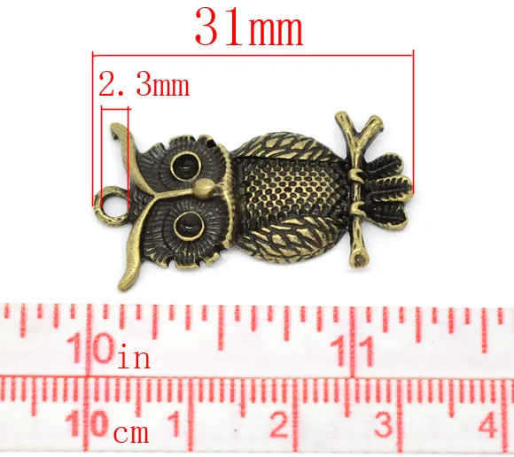 Подвески DoreenBeads из металлического сплава подвески в виде совы античные бронзовые