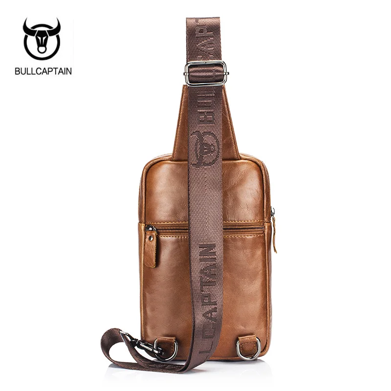 BULLCAPTAIN/брендовая мужская нагрудная сумка из натуральной кожи модная