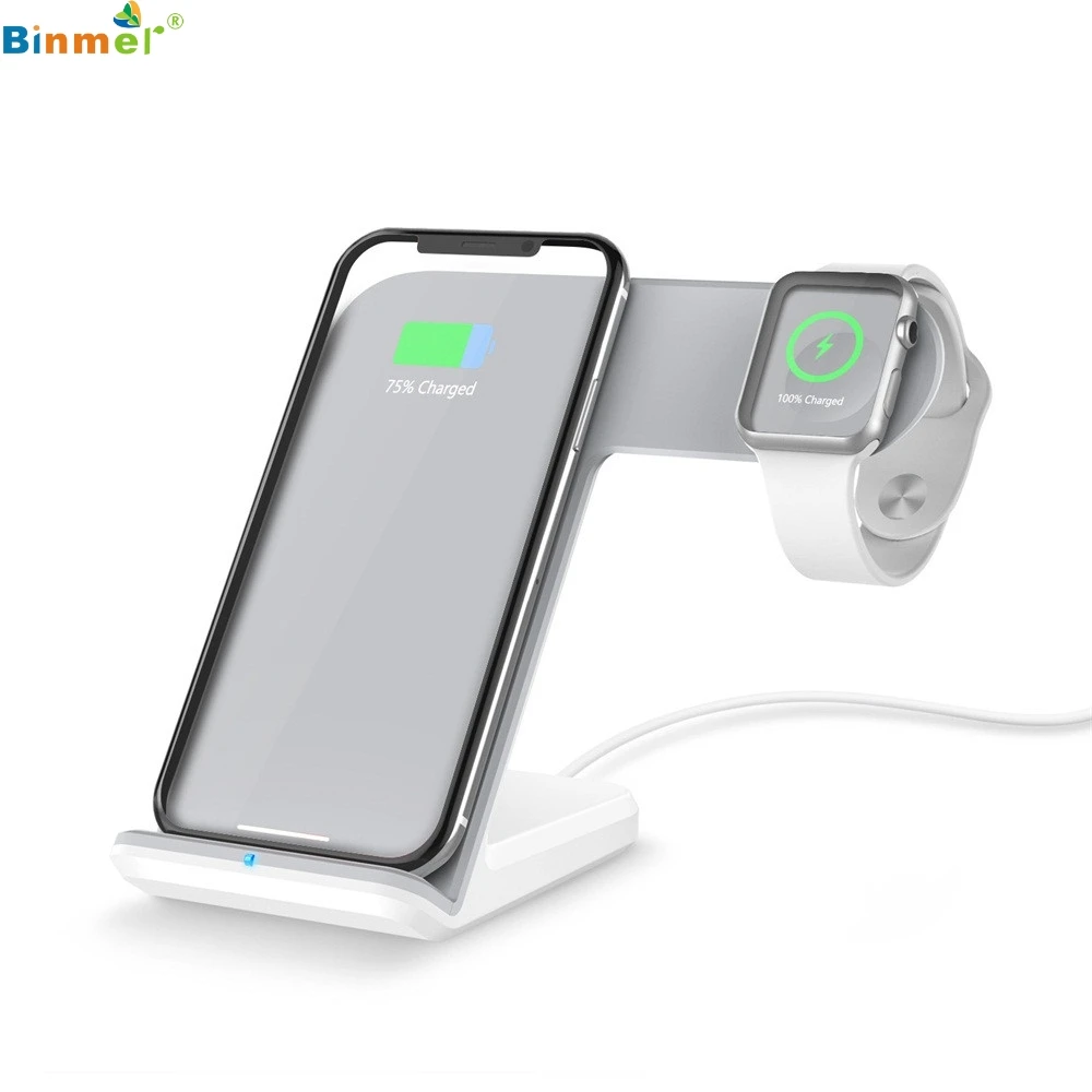 Binmer Новое Qi Беспроводное зарядное устройство 2 в 1 10 Вт для Apple Watch 4 серии 40/44 мм iPhone