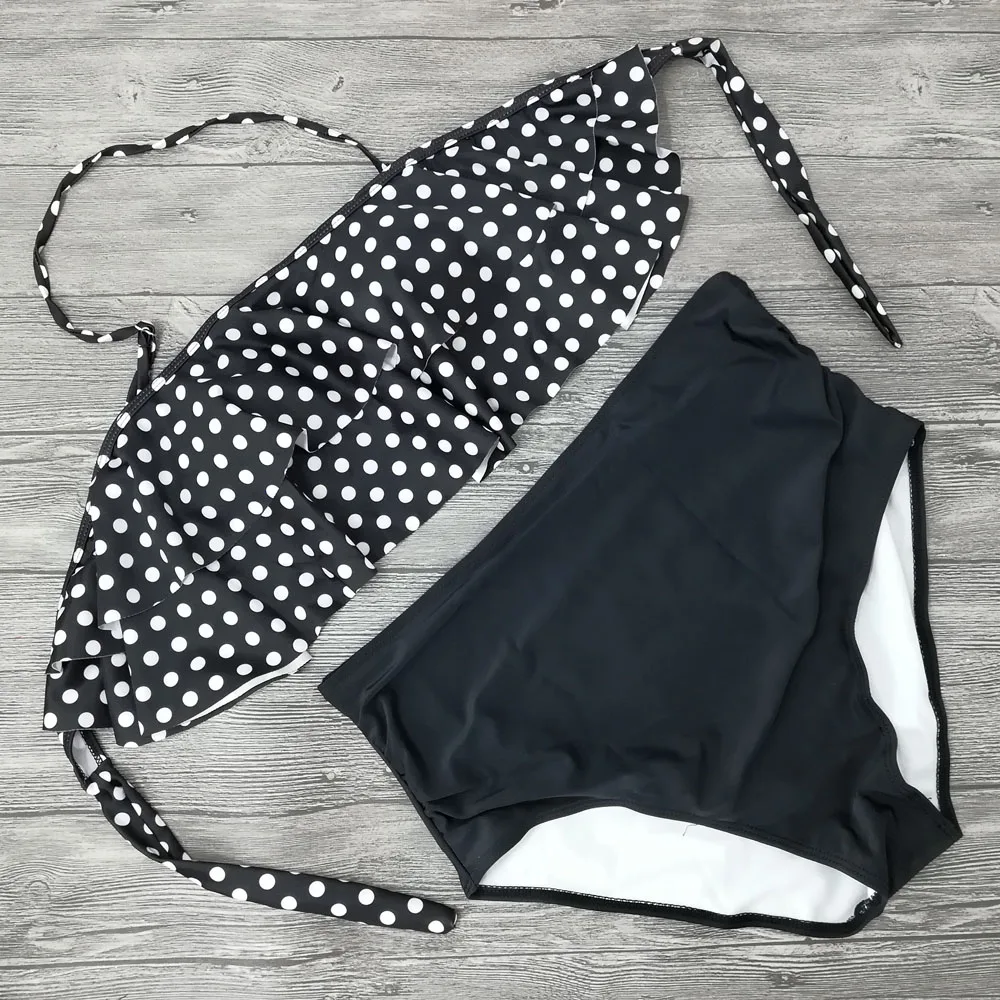 2018 сексуальное бикини с высокой талией купальник оборками Женский комплект в