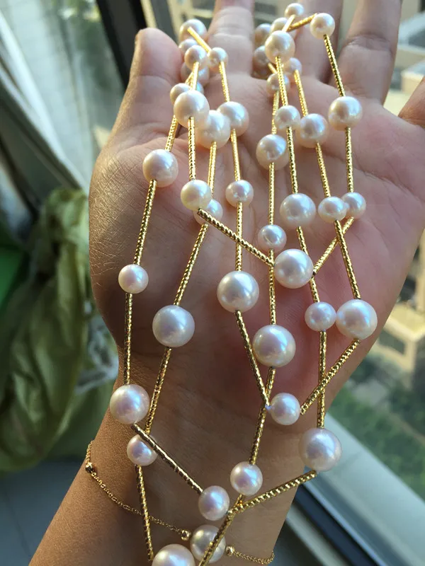 Женское Ожерелье с жемчугом Taihu длинное ожерелье со звездой из чистого серебра 925