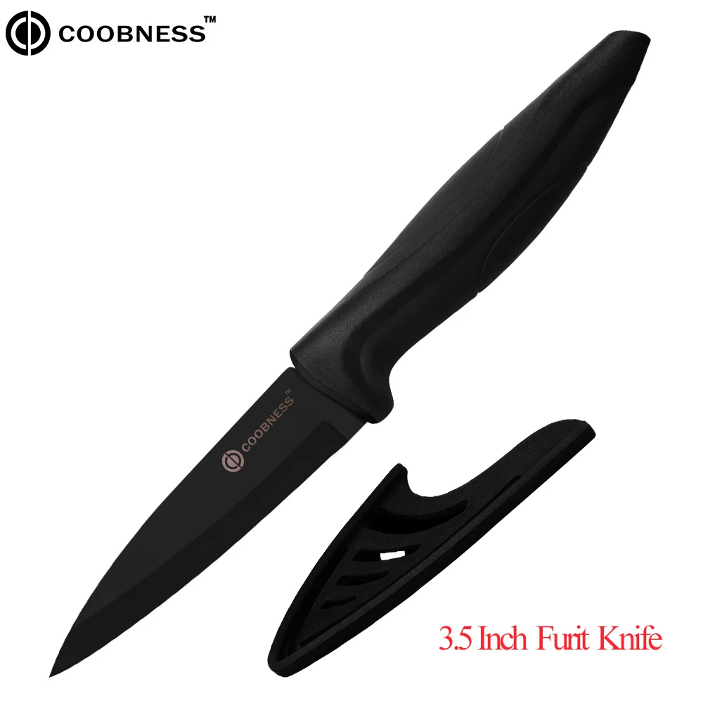 3.5 Inch Fruit Кухонные ножи COOBNESS, профессиональный нож шеф-повара, нож Santoku, овощерезка, ножи, слайсер для нарезки сосисок, 3Cr13, стальные Черные ножи, наборы - Цвет: 3.5 Inch Fruit
