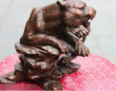 Chnese Feng shui Copper Bronze Animal Ferocious Leopard Panther Statue Sculpture | Дом и сад