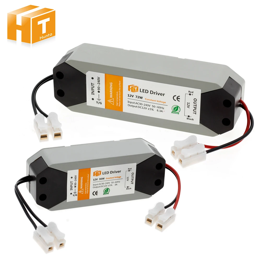 12V источник питания светодиодный драйвер 36W 72W AC 94 V-220 V до 12V DC трансформатор освещения для светодиодной ленты