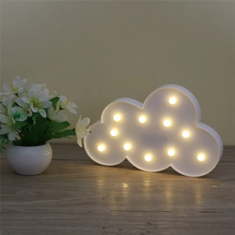 

3D Cloud Marquee Night Lights 11 Leds Luminaria Lamp Baby Room Bedside ABS AA Battery Decor Store Art Table Desk Lights Gifts