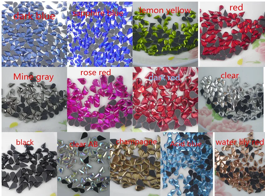 Горячая фиксация железная красочная стеклянная Хрустальная Капля воды 5x8 мм