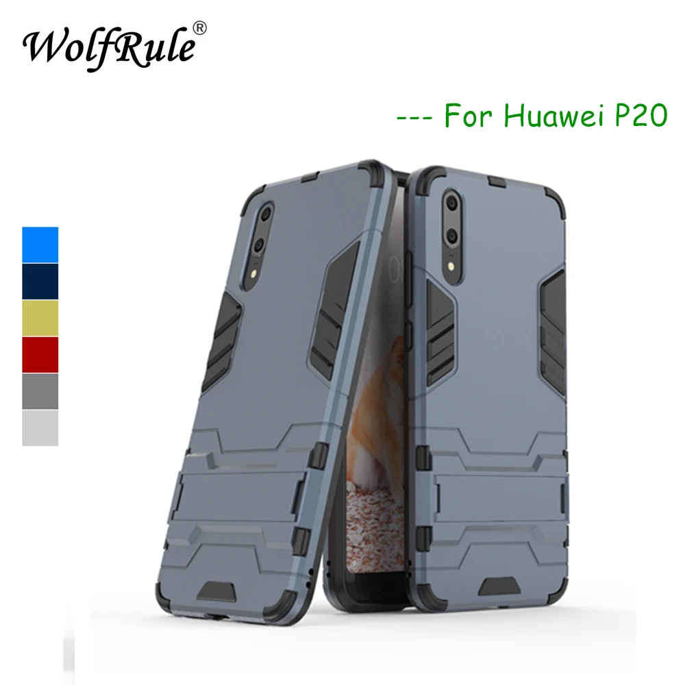 WolfRule чехол для телефона Huawei P20 мягкий силиконовый + пластиковый с подставкой