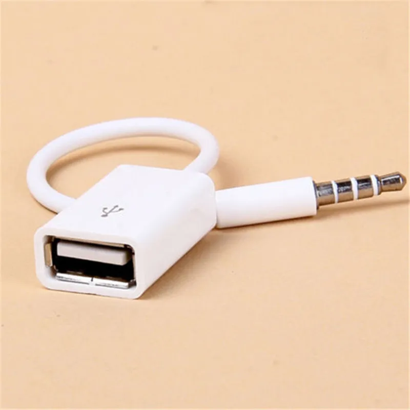 1Pc 3.5mm Male AUX Audio Cable White Plug Jack To USB 2.0 Female Converter Car Adapter mp3 Male AUX Audio Plug Jack To USB 3 5mm plug audio aux to usb 2 0 plug adapter charging cable 1m white