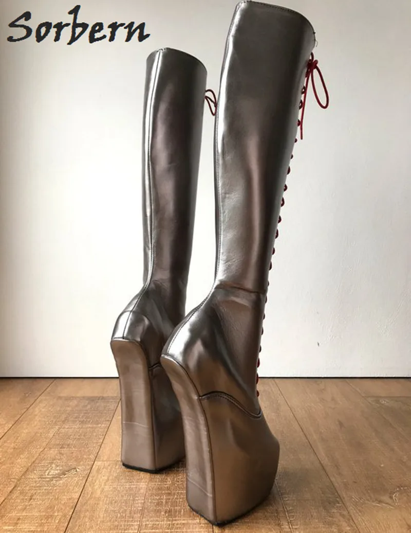 Сапоги унисекс большого размера на толстой подошве с широким каблуком|Сапоги до