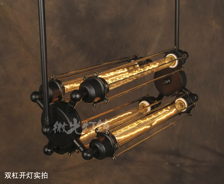 Подвесной светильник RH Lofts винтажный металлический в стиле стимпанк 4 лампочки |