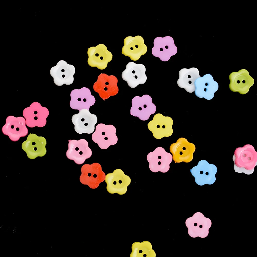 30 шт./компл. полимерная пуговица для шитья скрапбукинга цветы разные на два