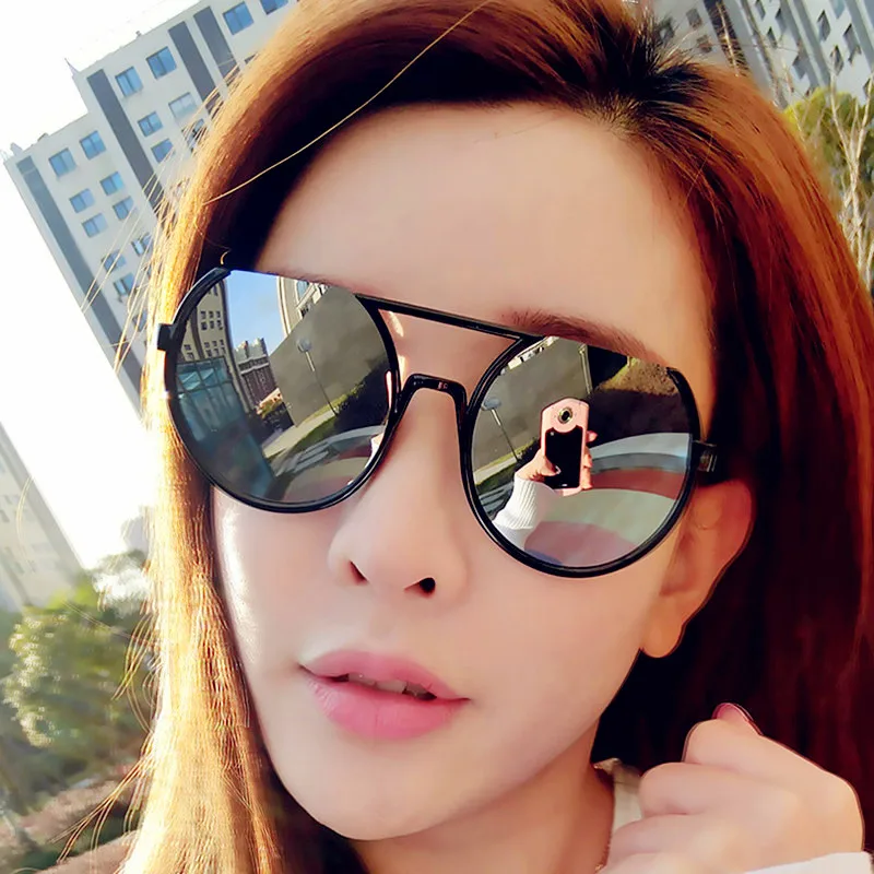 Женские Овальные Солнцезащитные очки Gafas De Sol Mujer с металлическими отражающими