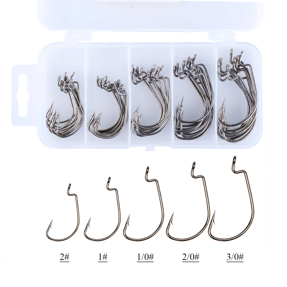 Goture 50 шт. offset worm рыболовные крючки #2 #1 #1/0 #2/0 #3/0 приманки аксессуары с снасти box |