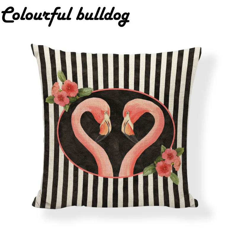 Прямоугольный чехол в полоску с рисунком фламинго 17 х17 дюймов | Дом и сад