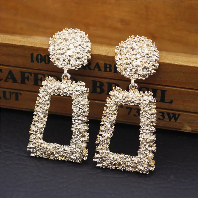 Большие Винтажные серьги для женщин золотого цвета геометрические массивные 2019