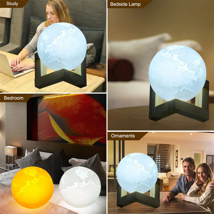 USB Перезаряжаемый светодиодный ночник с 3D принтом светодиодная лампа