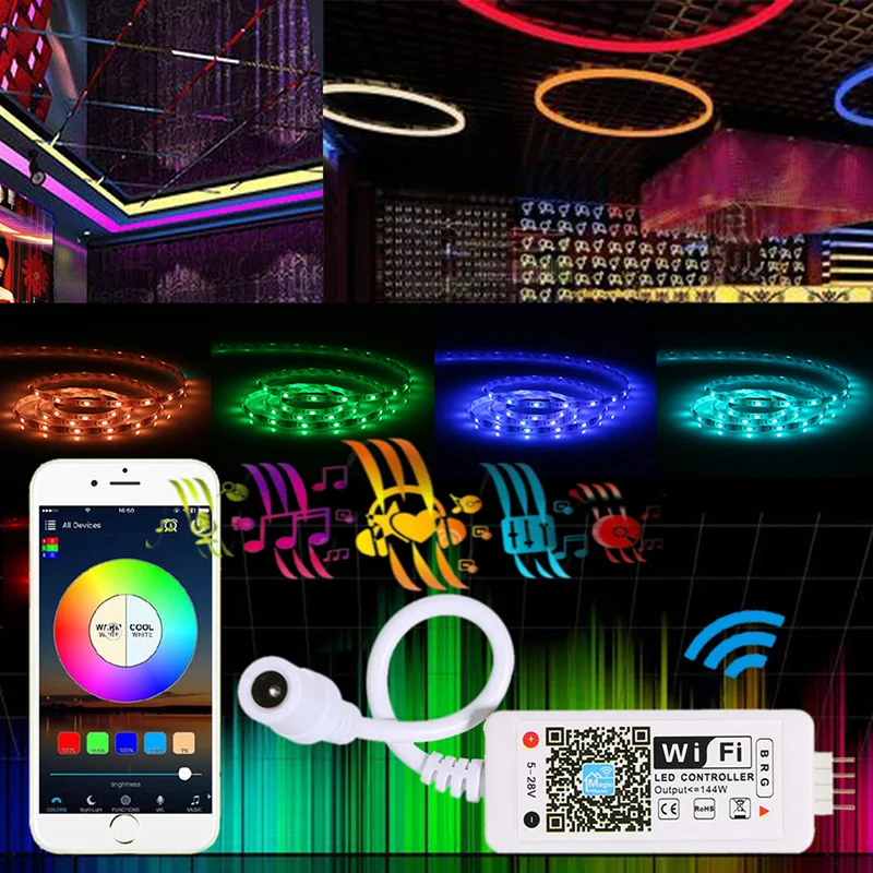 DC5-28V мини RGB Wifi умный контроллер диммер выход 3 канала работает на Android / IOS