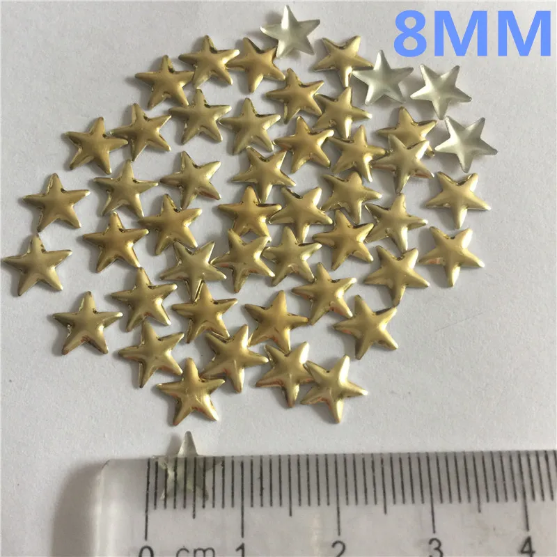 800PC 6mm/8MM/10mm Aluminum Golden Hot Fix Rhinestuds Star Shape Studs Metallic Nailheads Iron On DIY Garment Accessories | Дом и сад