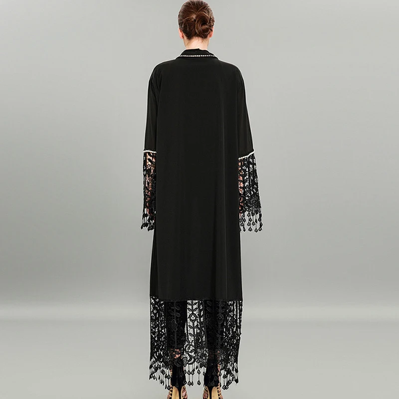 OTEN 2018 плюс размер мусульманская одежда kimonos женский длинный рукав кисточка