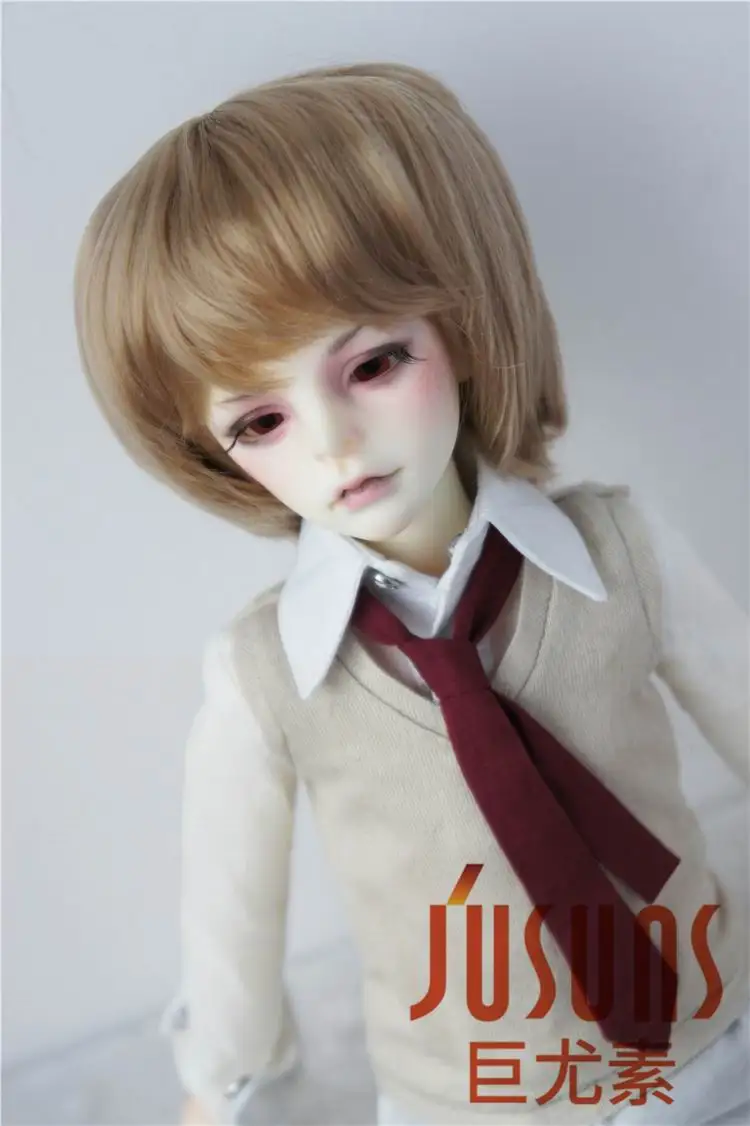 JD019 1/6 1/4 1/3 популярный мальчик короткий срез BJD кукольные парики Размер 6-7 дюймов 7-8 дюймов 8-9 дюймов 9-10 дюймов синтетический мохер кукольные волосы - Цвет: 7-8inchLight Brown4B