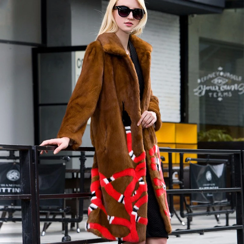 LVCHI mink coat Coral snakes Russia classic mink  Wholesale Natural fur coats vintage fur Warm mink fur coat noble Jackets women