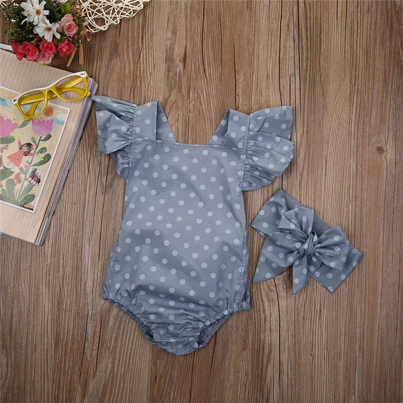 Детский Свободный комбинезон в горошек с рукавами и оборками|baby jumpsuit|rompers romperspolka