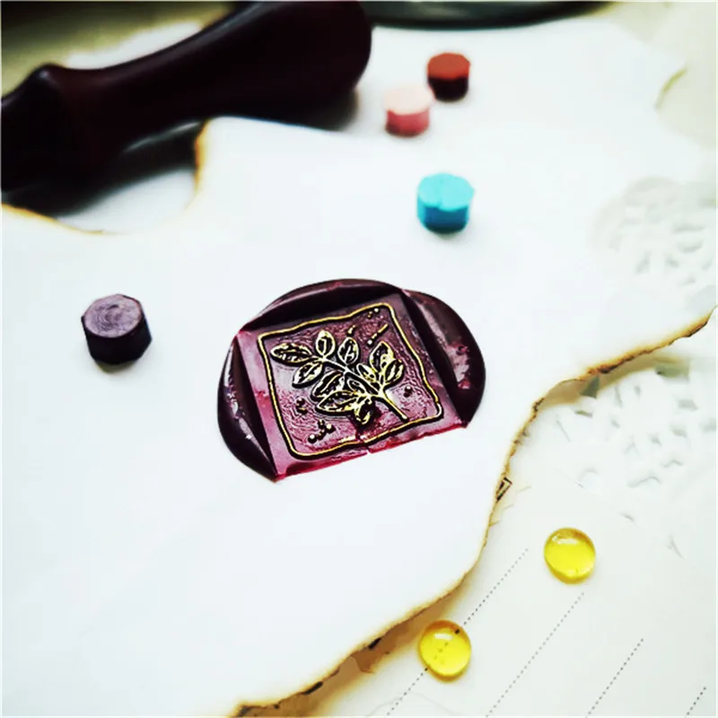 Голова квадратного растительного листа уплотнения Ретро деревянный штамп воск печать Свадебный Декоративный уплотнительный штамп сургучные печати