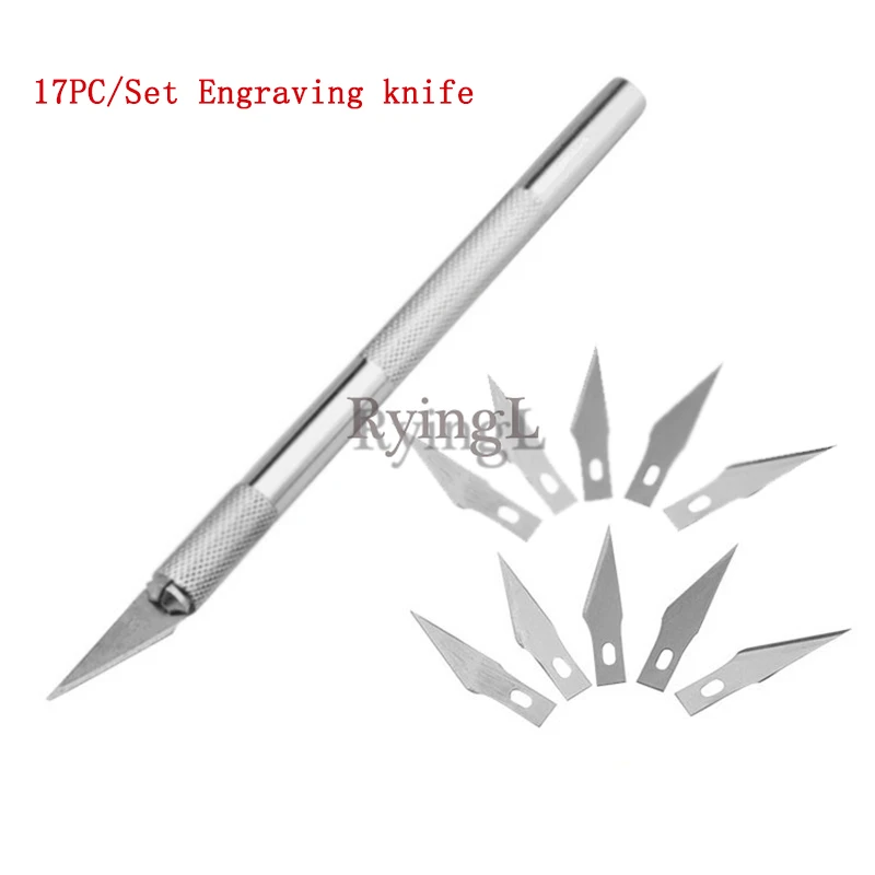 17 шт. набор металлическая ручка лезвие для скальпеля нож из древесной бумаги