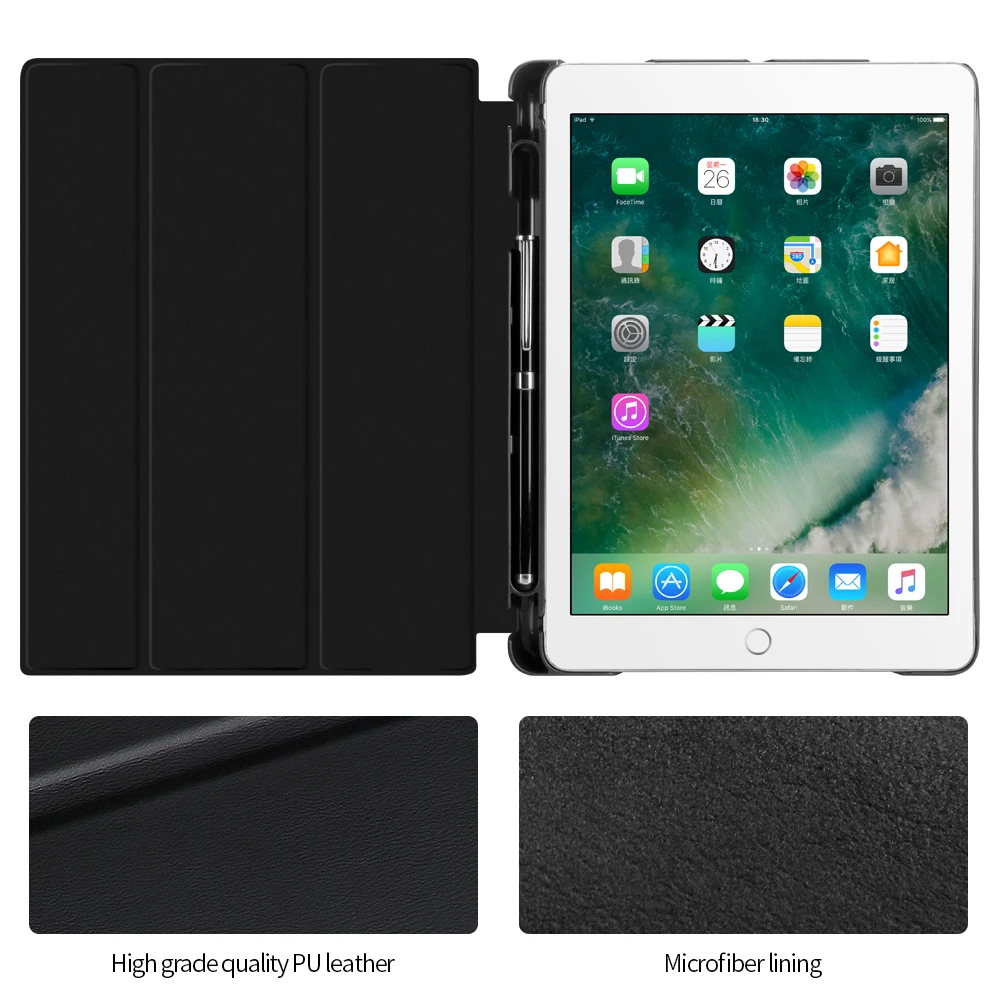 Чехол для Apple ipad 9,7 с держателем для карандашей, чехол для ipad 5 6 Air 1 2, USB планшет с картой, чехол с откидной крышкой+ пленка