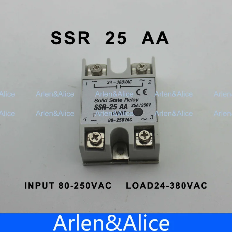 Однофазное твердотельное реле переменного тока вход 25AA SSR 80 250 В нагрузка 24 380