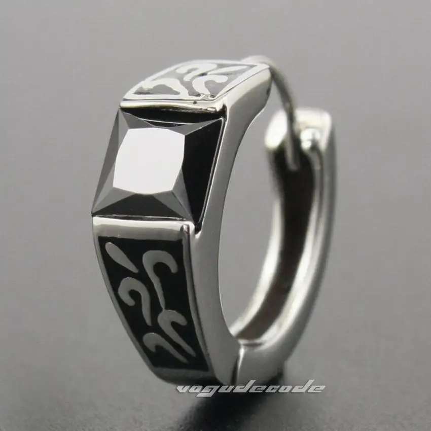 Крутые черные мужские байкерские панк серьги из нержавеющей стали 316L 4X013 (2