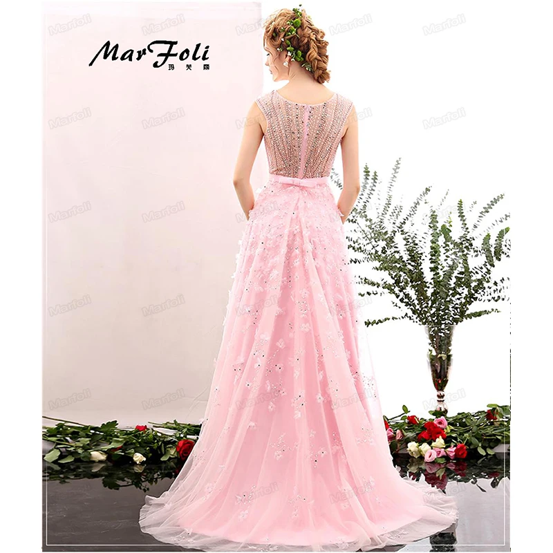 Вечернее платье LF0087 розовое с бусинами длина до пола|party pink dresses|evening dressdress evening