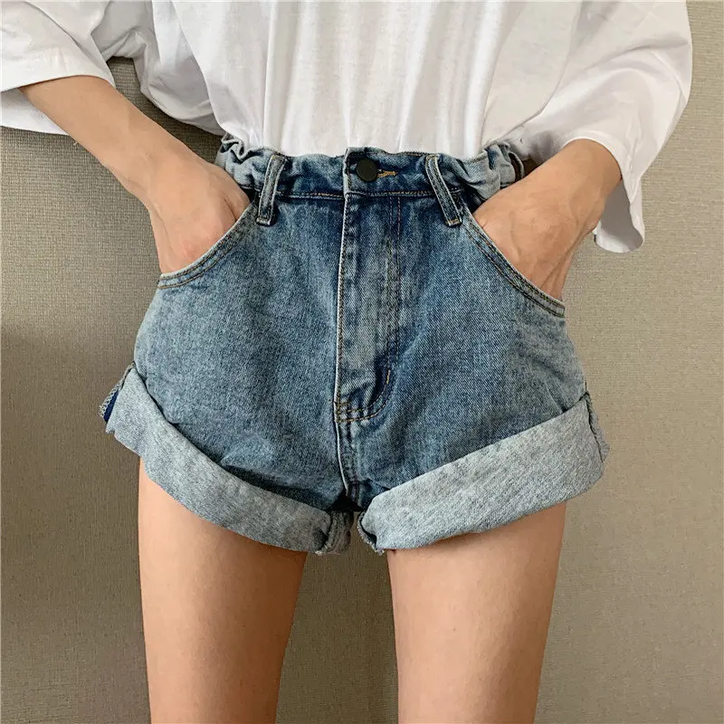 Alien Kitty Retro High Waist Wide Leg Denim Shorts Women New Summer Korea Style Fashion Streetwear Solid Sexy Short Jeans - Цвет: blue