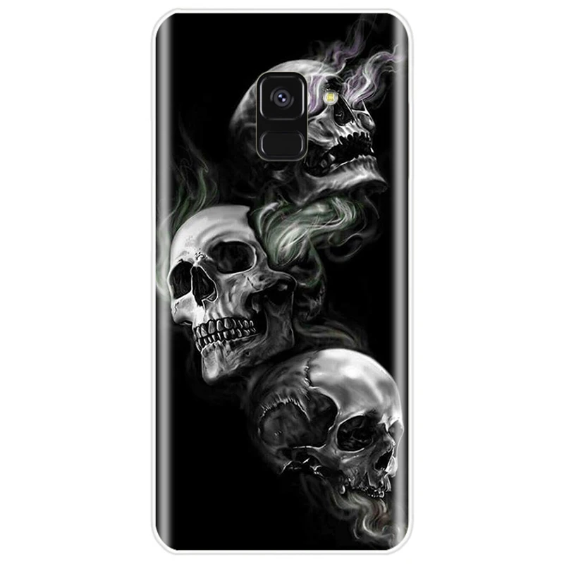 Retro Style Flower Skull Soft Silicone Phone Case For Samsung Galaxy A5 A7 A8 2015 A3 2016 2017 A9 2018 | Мобильные телефоны и