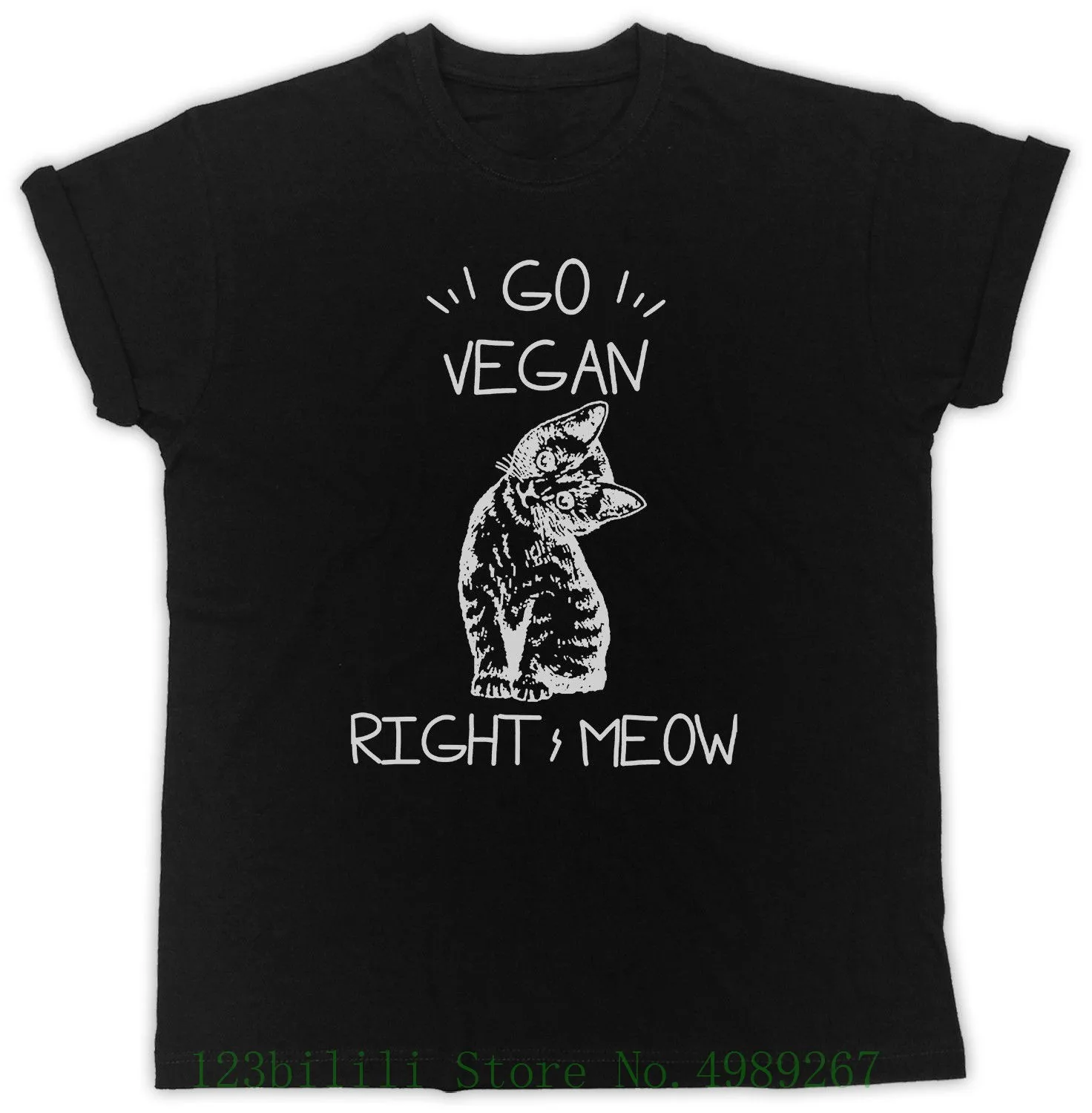 Go Vegan Cat Right Meow слоган идеальный подарок Черная футболка унисекс новейшая Мужская