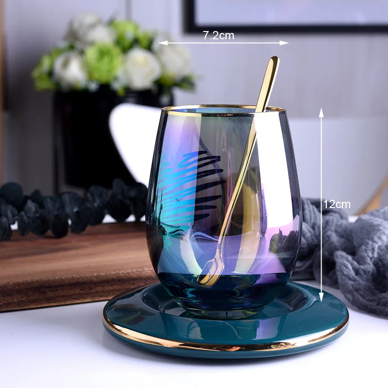 3 Pcs Европейская креативная стеклянная чашка для воды, кофейная чашка, набор, маленькая Роскошная Бытовая кофейная чашка, чашка для чая, украшение дома, аксессуары - Цвет: 3 Pcs