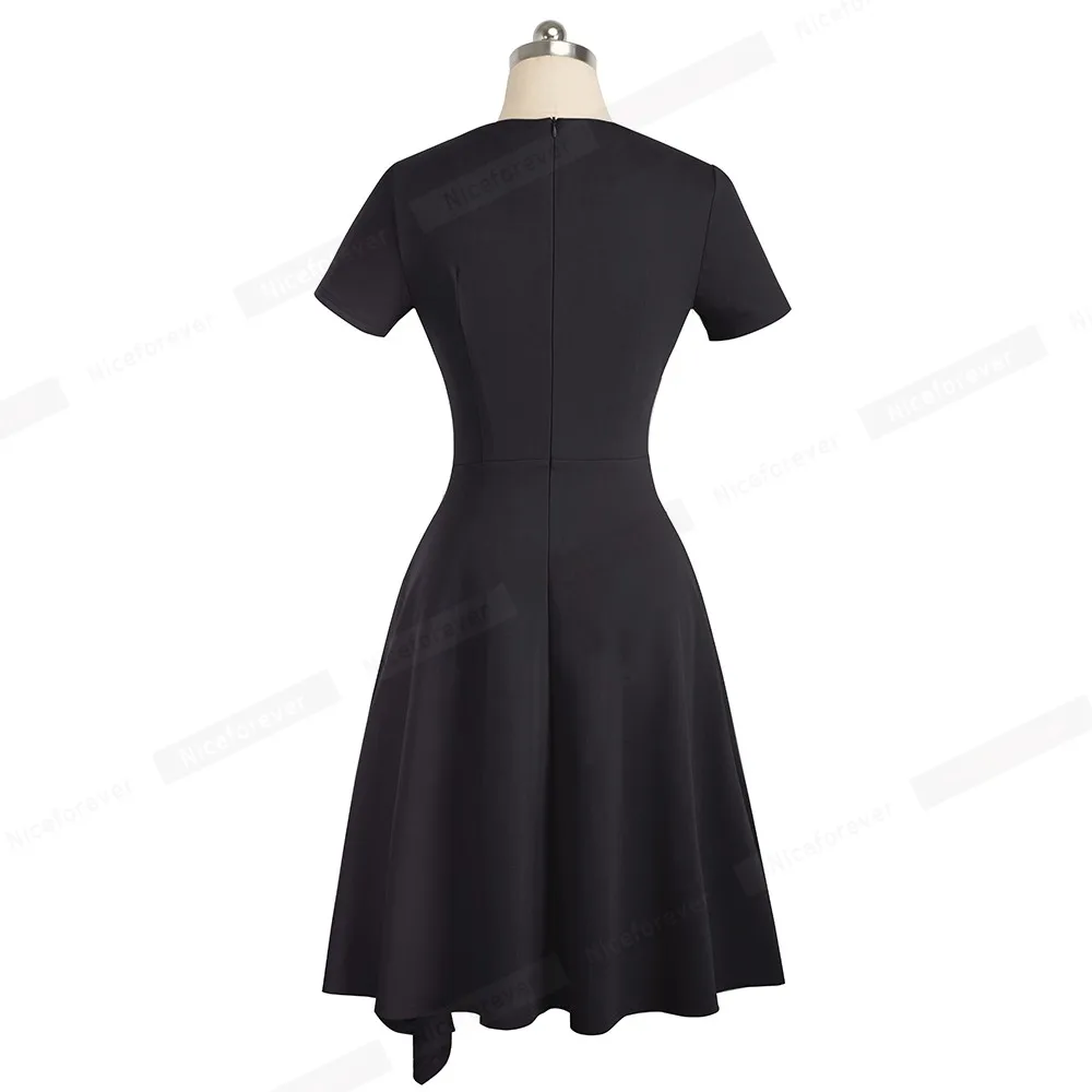Хороший forever Элегантный чистый цвет круглый вырез Pinup асимметричный подол vestidos А