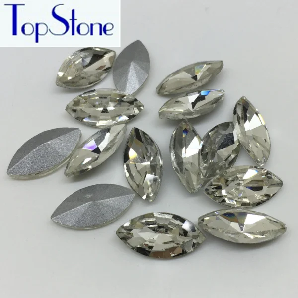 TopStone Наветт Стразы 5x10,6x12,7x15,9x18,17x32 мм все Цвета Pointback Стекло хрустальные камни для DIY одежды пошив одежды - Цвет: clear