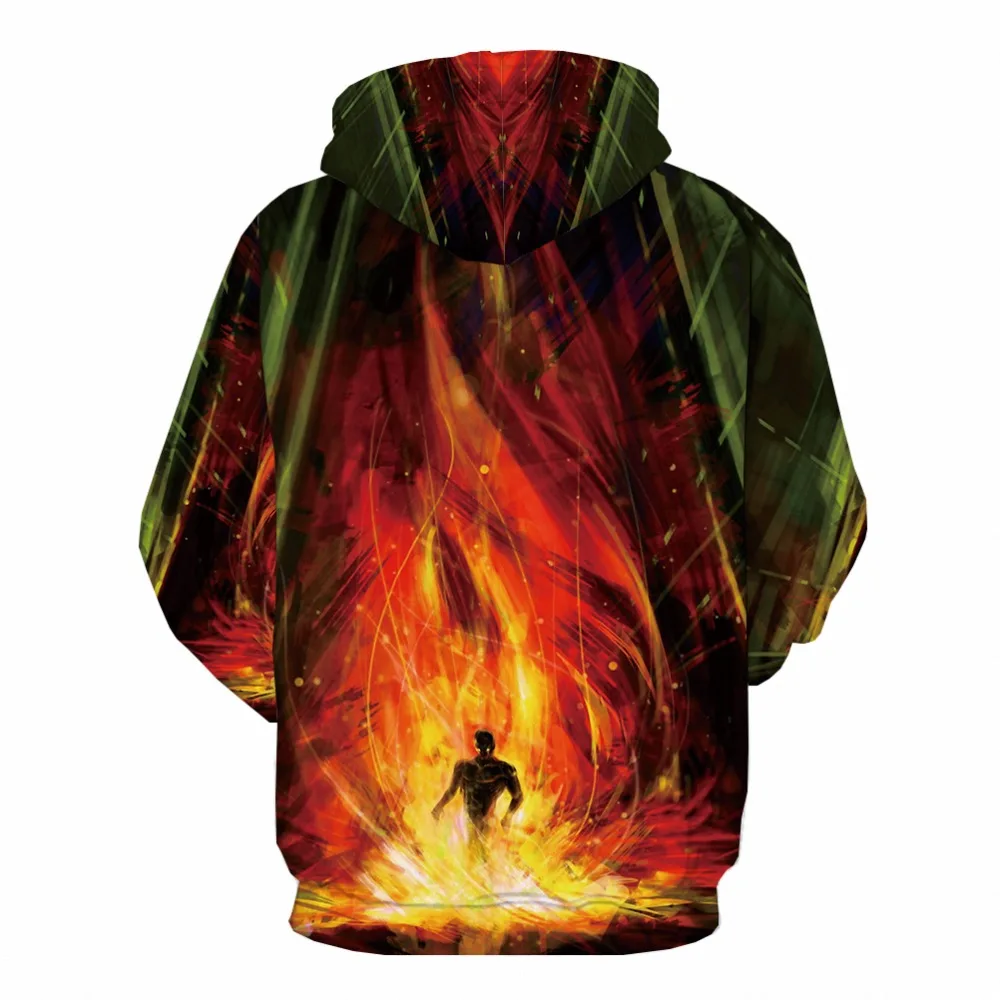 3d толстовки Ангел Кофты для мужчин перо печатных пламя Толстовка аниме Yinyang с