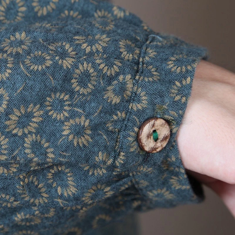 Женское винтажное платье с цветочным принтом весенне осеннее Повседневное