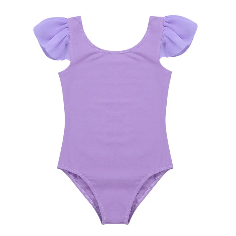 Children's Ballet Dancewear Ruffled Sleeves Cotton Dance Leotard for Girls Kids Gymnastics Bodysuit Stage Performance | Тематическая