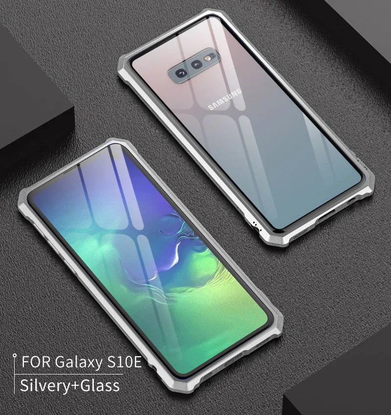 Алюминиевый металлический чехол с пластиковой пряжкой для samsung Galaxy S10 S10e S10 Plus Note 10 Plus 10+ гибридное прозрачное закаленное стекло