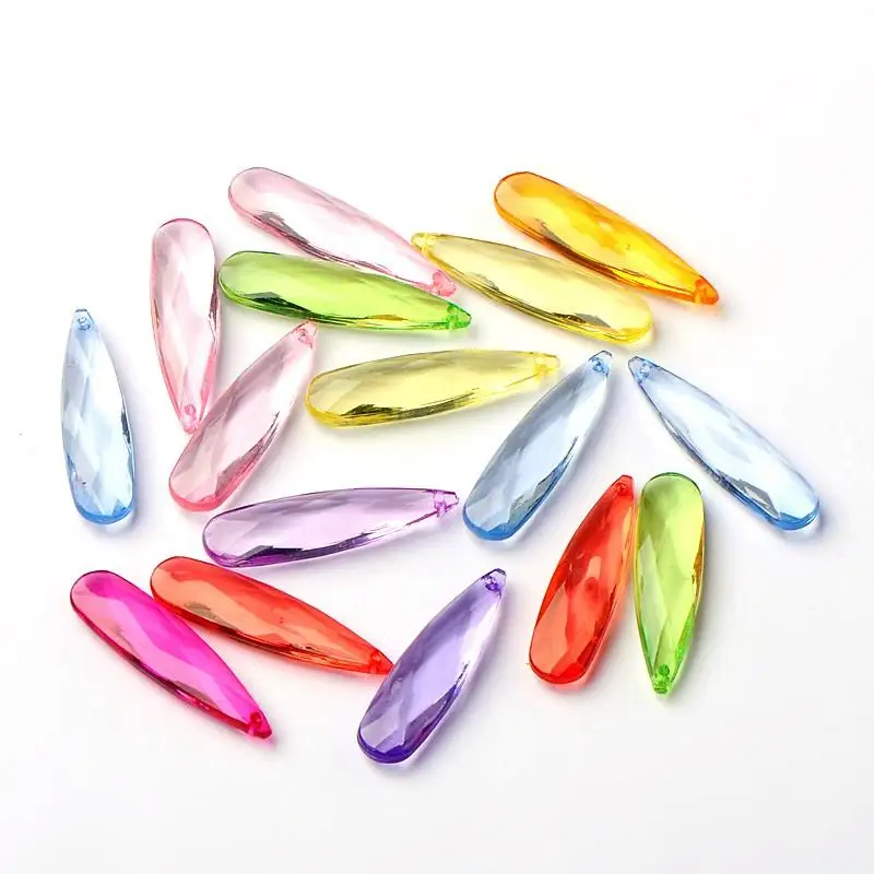 Прозрачные бусины микс акриловые кулоны с каплевидными каплями 50 шт. граненные