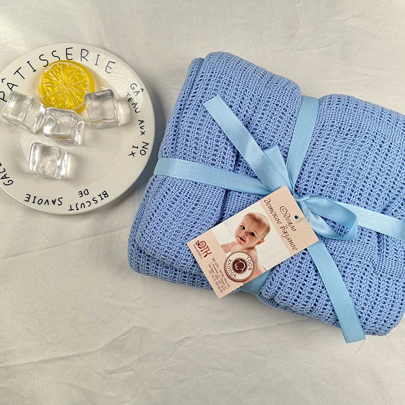 Hot Sale 100% Cotton Baby Knitted Breathable Props Blanket Kids Sleeping Hole Wrap Blankets cotton blanket For Summer | Мать и ребенок