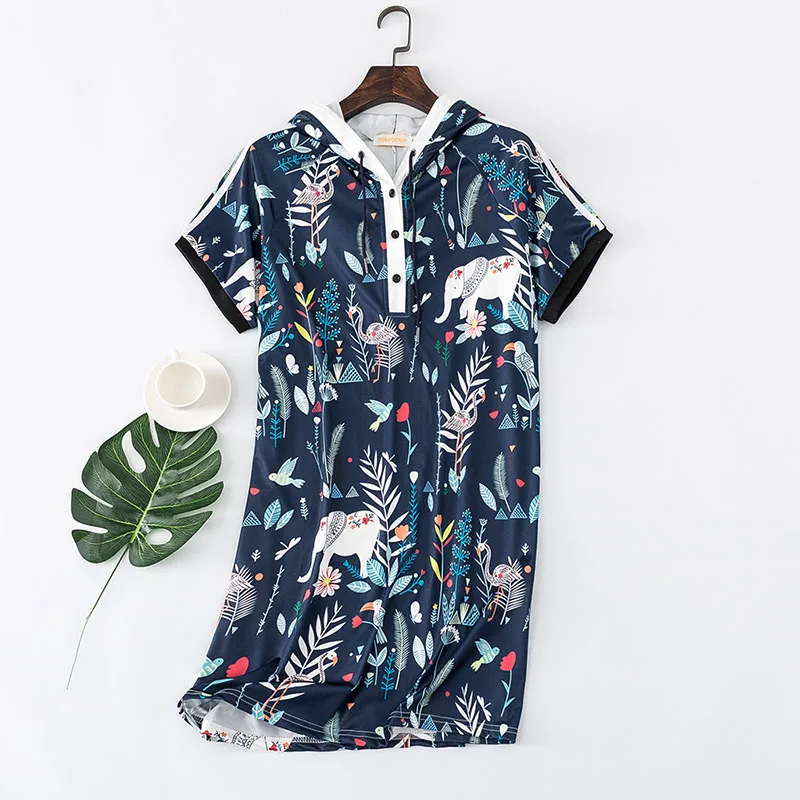 

Plus Size 2XL 3XL 4XL 5XL Dress Women Blue Shirt Dress Cartoon Straight Sweet V Neck Autumn New Arrival 2018 Knee Length 48277