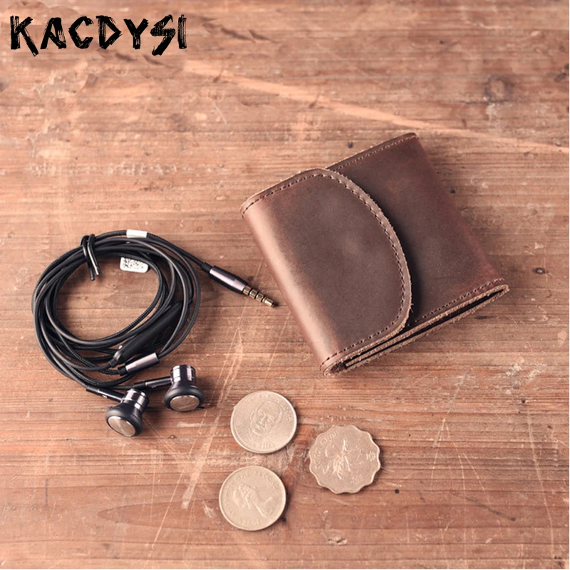 Новый модный кожаный маленький кошелек KACDYSI ручной работы в стиле унисекс